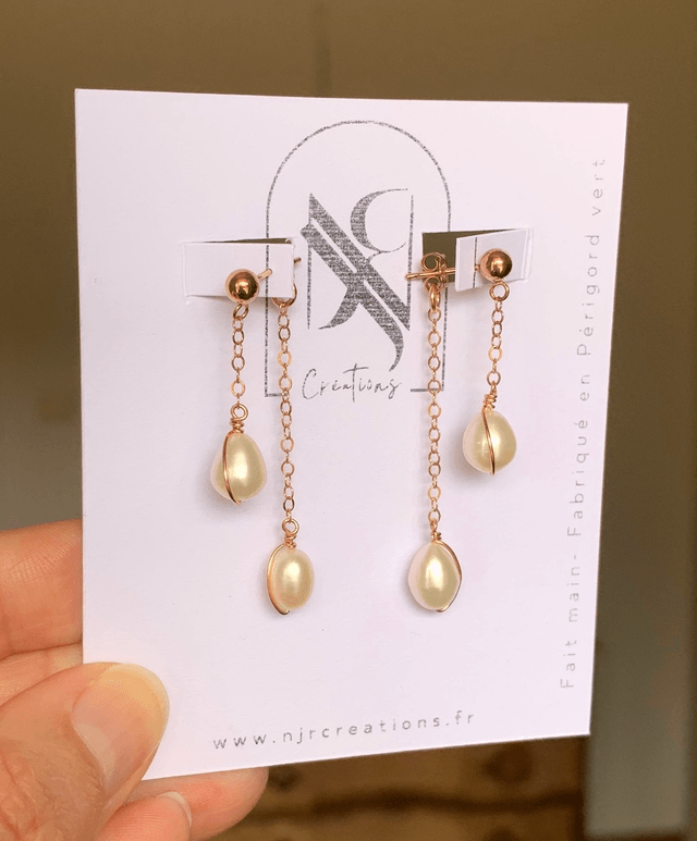 Boucles d'oreilles, Perles d’eau douce de culture, Goldfilled rose (or rose laminé)
