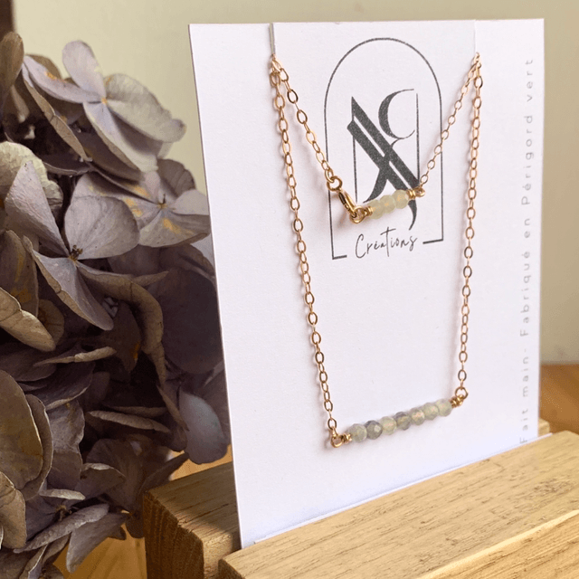 Collier, Pierres de Lune naturelles, Goldfilled rose (or rose laminé)