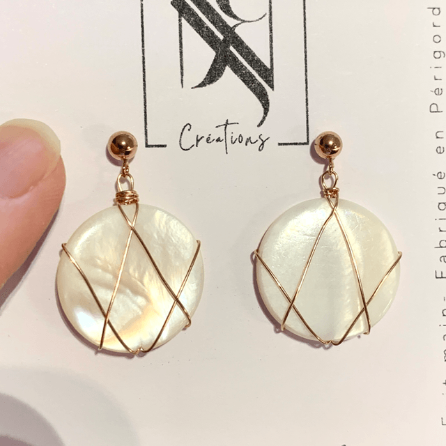 Boucles d’oreilles, nacres naturelles, Goldfilled rose (or rose laminé)