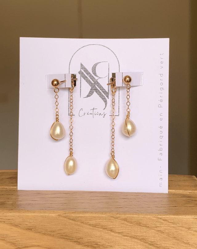 Boucles d'oreilles, Perles d’eau douce de culture, Goldfilled rose (or rose laminé)