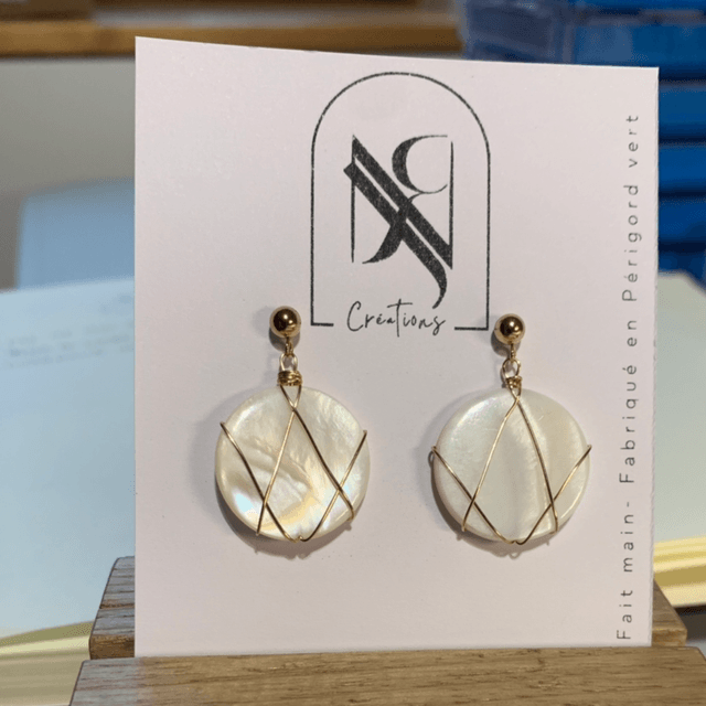 Boucles d’oreilles, nacres naturelles, Goldfilled rose (or rose laminé)
