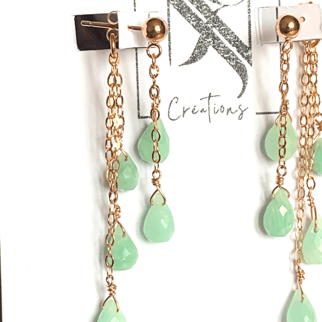 Boucles d'oreilles, Amazonites naturelles, Goldfilled rose (or rose laminé)