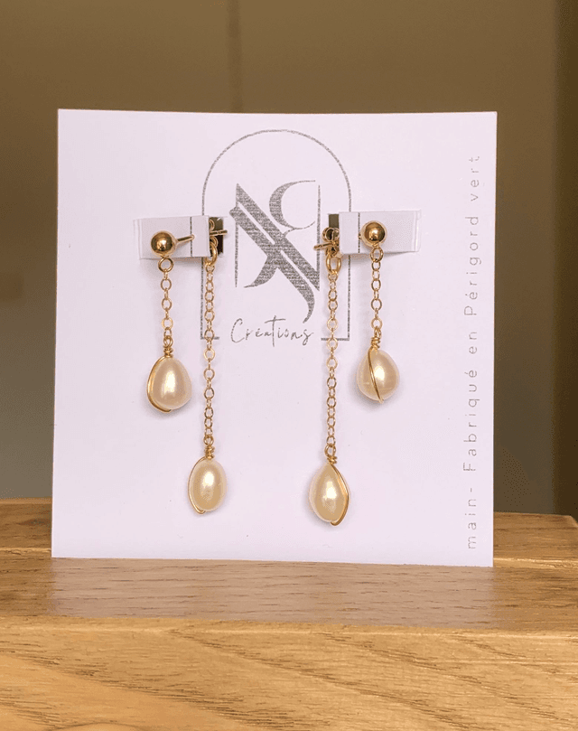 Boucles d&#039;oreilles, Perles d’eau douce de culture, Goldfilled rose (or rose laminé)