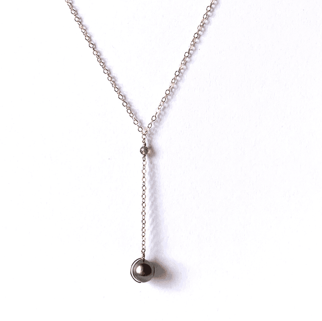 Collier, Perle noire de Tahiti, Goldfilled rose (or rose laminé)